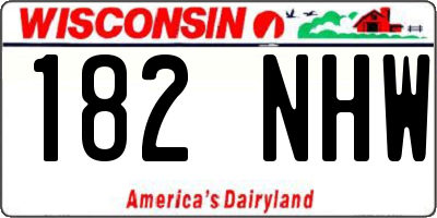 WI license plate 182NHW
