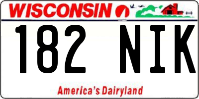 WI license plate 182NIK