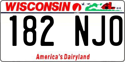 WI license plate 182NJO