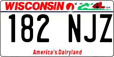 WI license plate 182NJZ