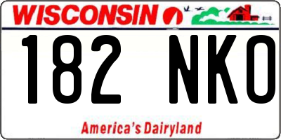 WI license plate 182NKO