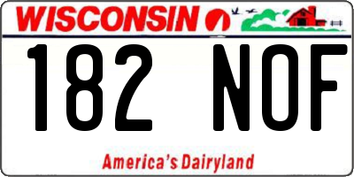 WI license plate 182NOF