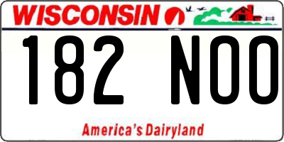 WI license plate 182NOO