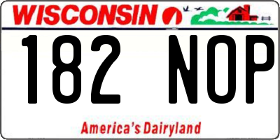 WI license plate 182NOP