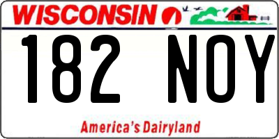 WI license plate 182NOY