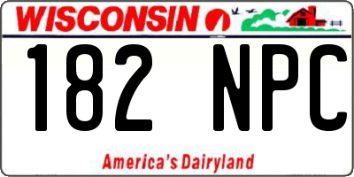 WI license plate 182NPC