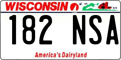 WI license plate 182NSA