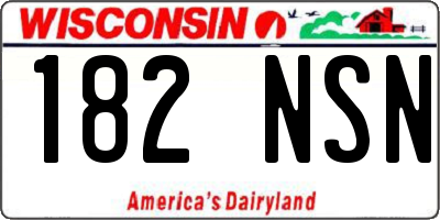 WI license plate 182NSN