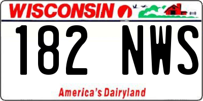 WI license plate 182NWS