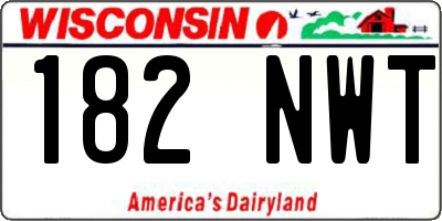 WI license plate 182NWT