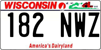 WI license plate 182NWZ