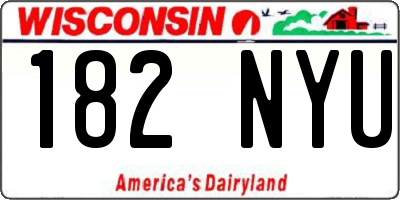WI license plate 182NYU
