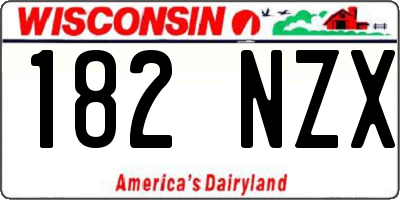 WI license plate 182NZX