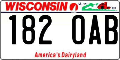 WI license plate 182OAB