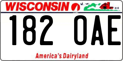 WI license plate 182OAE