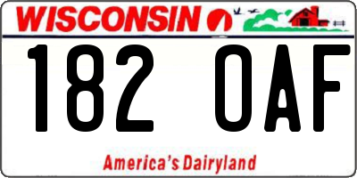 WI license plate 182OAF