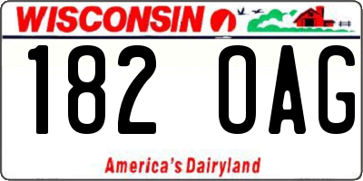 WI license plate 182OAG