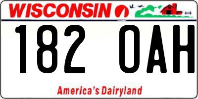 WI license plate 182OAH