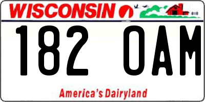 WI license plate 182OAM