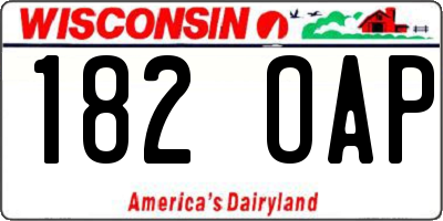 WI license plate 182OAP