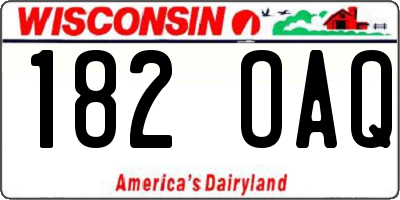 WI license plate 182OAQ