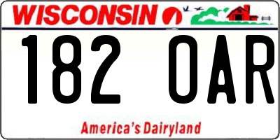 WI license plate 182OAR