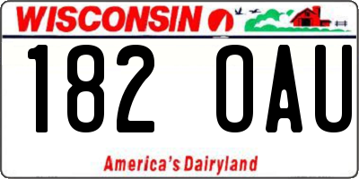 WI license plate 182OAU