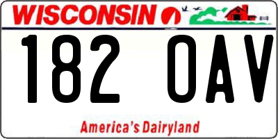 WI license plate 182OAV