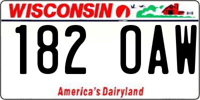 WI license plate 182OAW