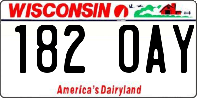 WI license plate 182OAY