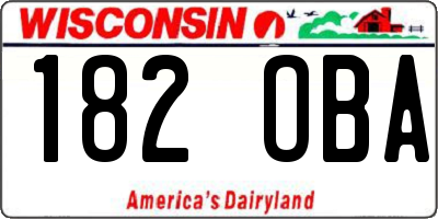 WI license plate 182OBA