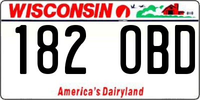 WI license plate 182OBD