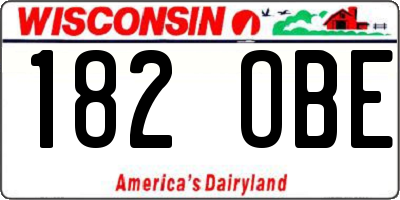 WI license plate 182OBE