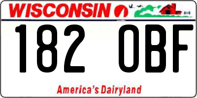 WI license plate 182OBF