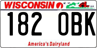 WI license plate 182OBK