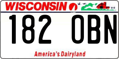 WI license plate 182OBN