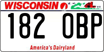 WI license plate 182OBP