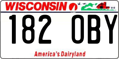 WI license plate 182OBY