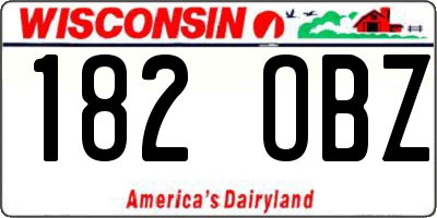WI license plate 182OBZ