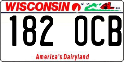 WI license plate 182OCB