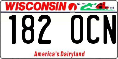 WI license plate 182OCN
