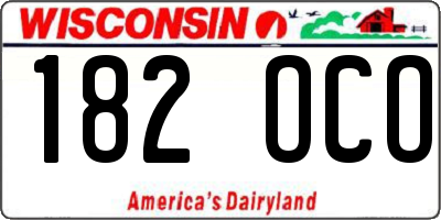 WI license plate 182OCO