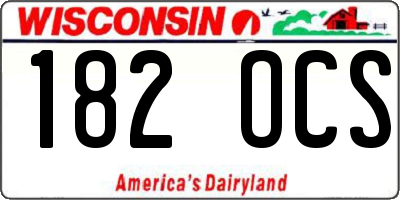 WI license plate 182OCS