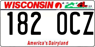 WI license plate 182OCZ