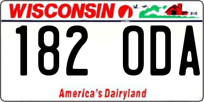WI license plate 182ODA