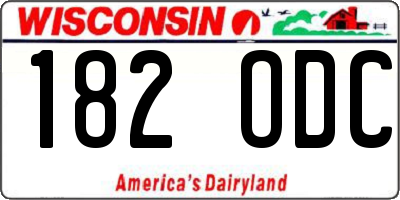 WI license plate 182ODC