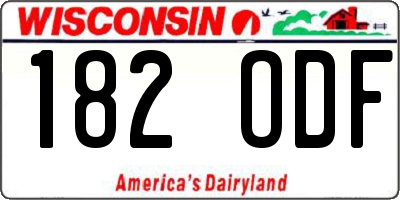 WI license plate 182ODF
