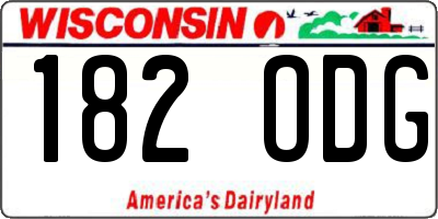 WI license plate 182ODG