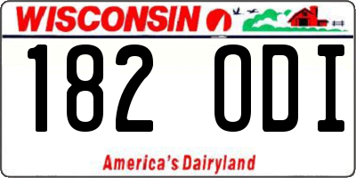WI license plate 182ODI