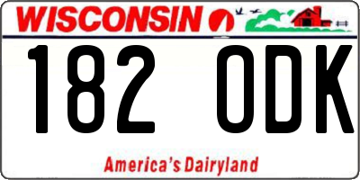 WI license plate 182ODK